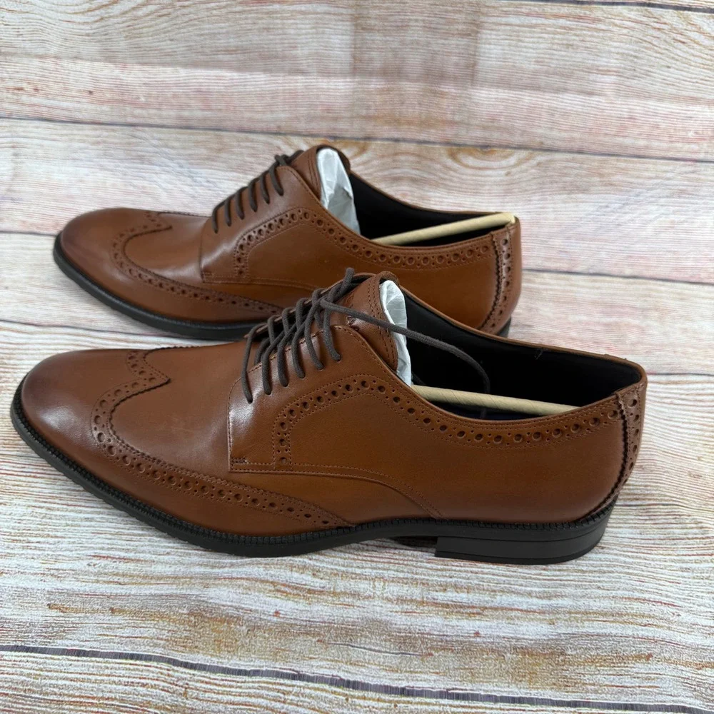 Men's Brown Leather Wingtip Oxford Dress Shoes